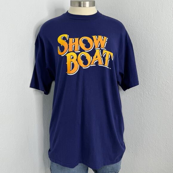 Vintage Show Boat T-Shirt Musical Movie Promo Blue Men's Size XL Single Stich - Picture 1 of 8